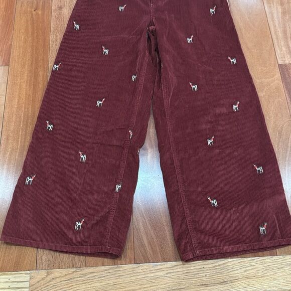 NWT We The Free Clifton Cord Wide-Leg Reindeer Motif Embroidery Pants size 28 - Picture 5 of 13